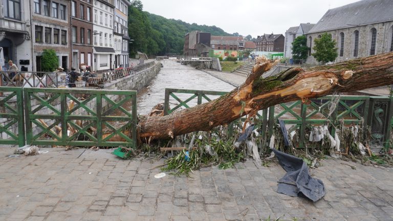 A cleaning operation is underway in Verviers, Belgium