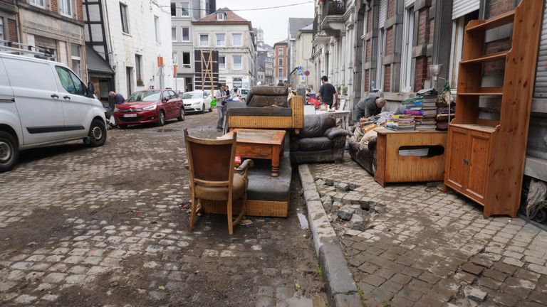 The Belgian city of Verviers, near Liege, was hit by the floodwaters