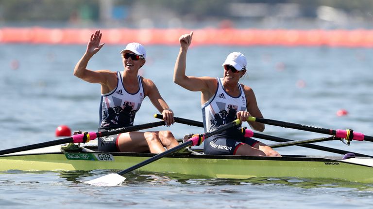 Vicky Thornley (left) and Katherine Grainger at Rio 2016 