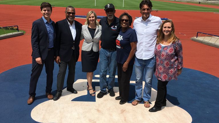 Wyomia Tyus in 2018 at the stadium where she won in 1968 