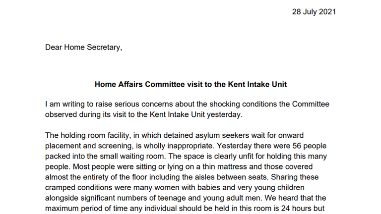 Letter from Yvette Cooper to the home secretary 