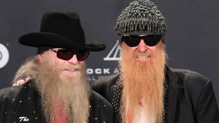 Dusty Hill (L) with bandmate Billy Gibbons as they were inducted into the Rock n&#39; Roll Hall of Fame in 2012