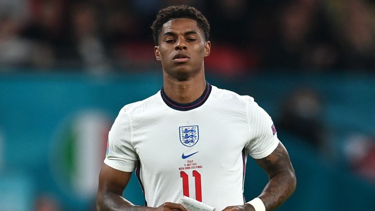 Marcus Rashford suffered online racist abuse after missing a penalty in the Euro 2020 final shootout defeat to Italy