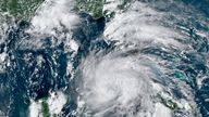 A satellite image on Friday 27 August showing Hurricane Ida crossing western Cuba Pic: NOAA via AP 