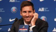 Lionel Messi gives his first news conference as a Paris Saint-Germain player