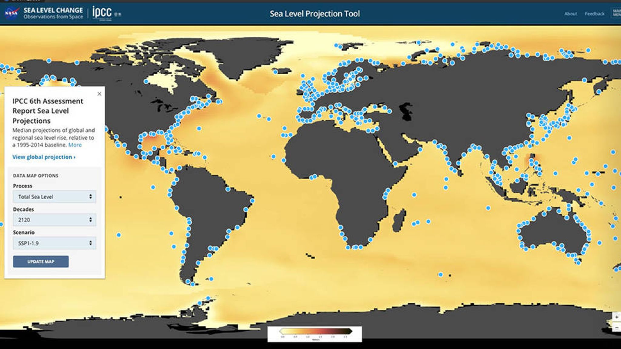 Climate change: NASA tool showing threat of rising sea levels across