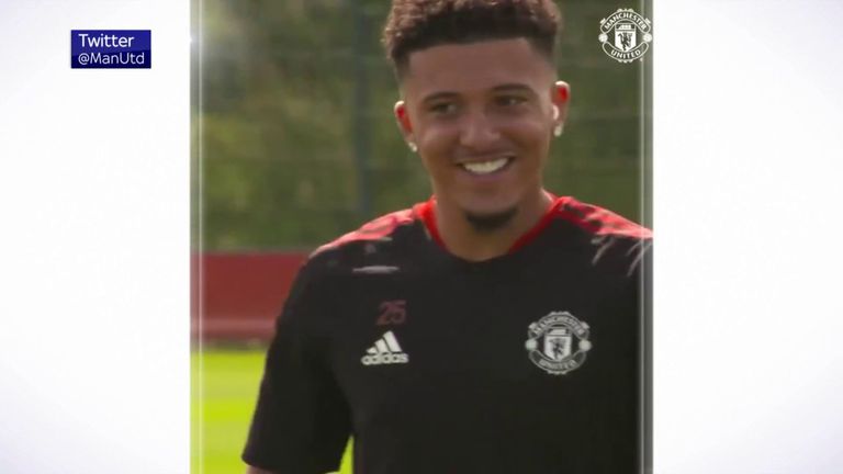 Sancho in first Man Utd training session