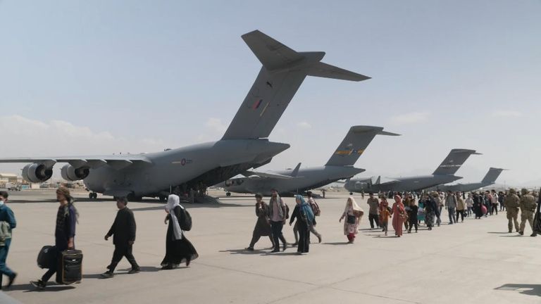 Afghans are evacuated from Kabul by British troops
