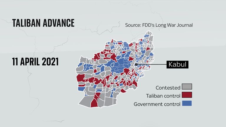 In April the Taliban had limited control in Afghanistan