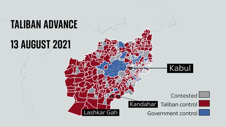 State of Taliban advance 13 August 2021