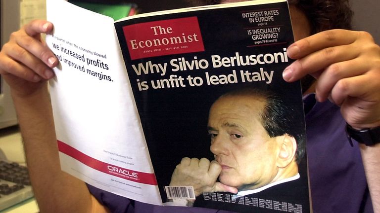 Silvio Berlusconi was said to be furious at this cover on The Economist. Pic: Ap