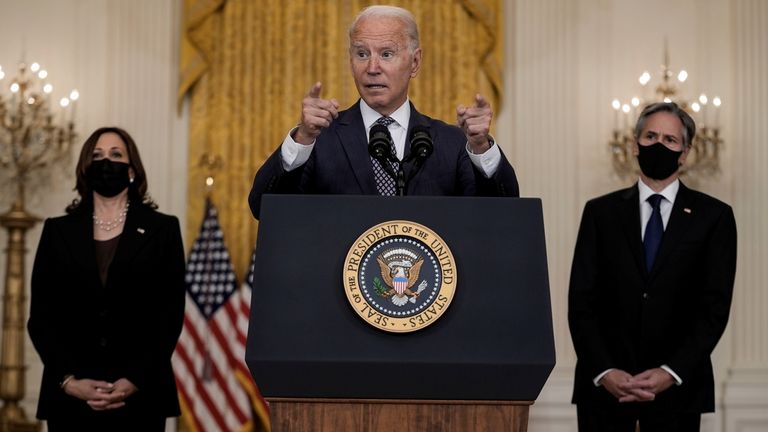 Joe Biden has faced a torrent of criticism for the rapid withdrawal of US troops and the chaos of the evacuation process.