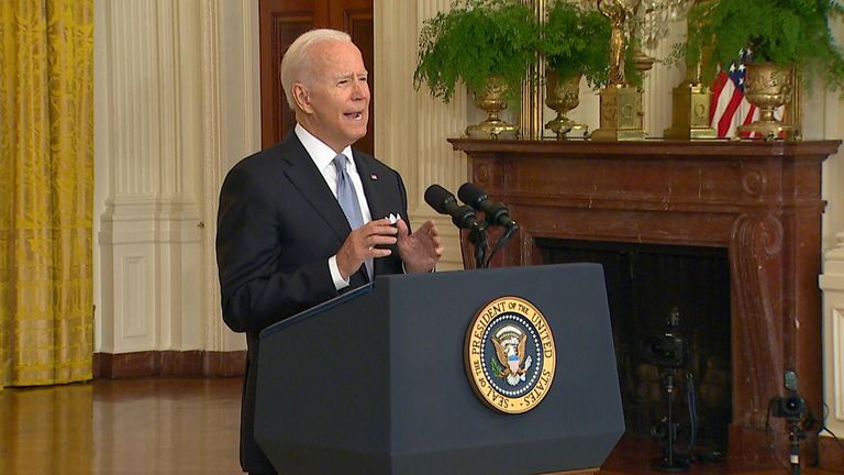 Biden addresses the world after Taliban take Kabul. 