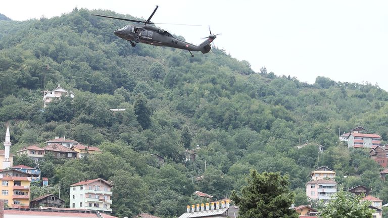 People in Bozkurt were rescued from their roofs by helicopters