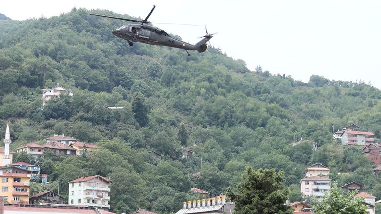 People in Bozkurt were rescued from their rooftops by helicopters