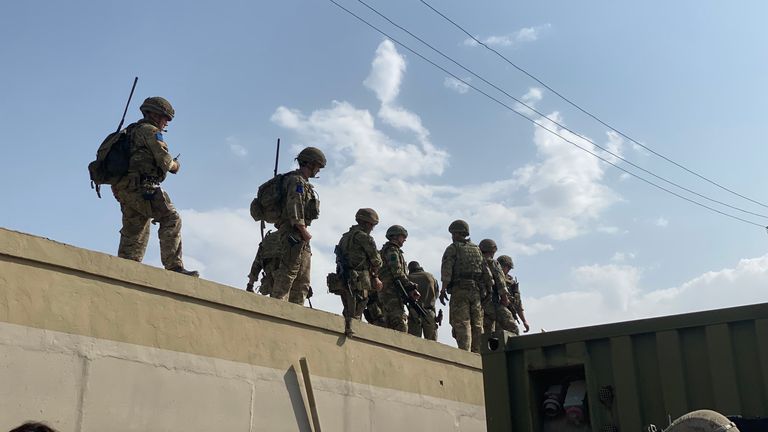 British soldiers on a container