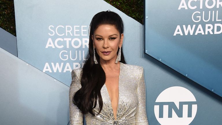 Catherine Zeta-Jones arrives at the 26th annual Screen Actors Guild Awards at the Shrine Auditorium & Expo Hall on Sunday, Jan. 19, 2020, in Los Angeles. (Photo by Jordan Strauss/Invision/AP)