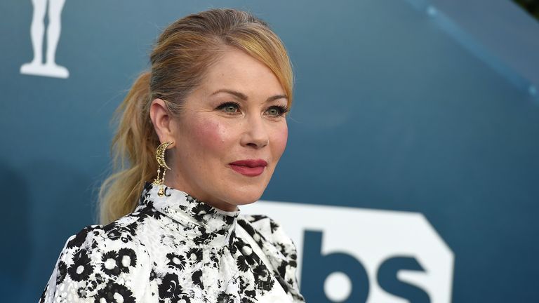 Christina Applegate arrives at the 26th annual Screen Actors Guild Awards at the Shrine Auditorium & Expo Hall on Sunday, Jan. 19, 2020, in Los Angeles. (Photo by Jordan Strauss/Invision/AP)