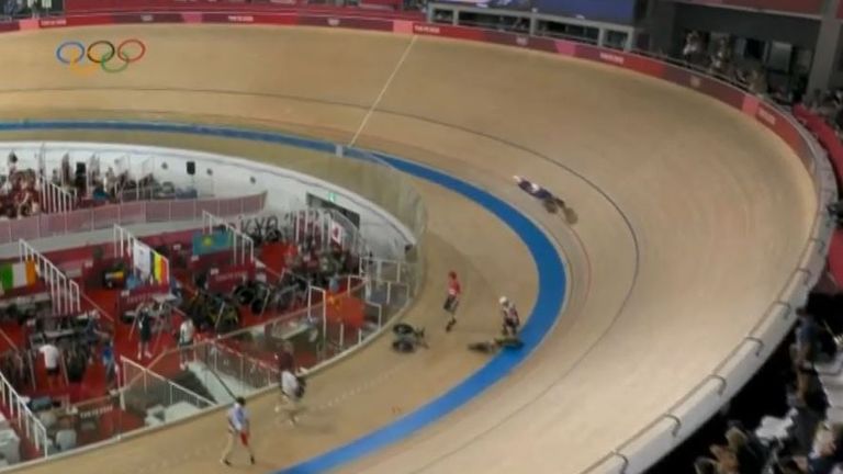 Denmark and Great Britain collide in Olympic cycling