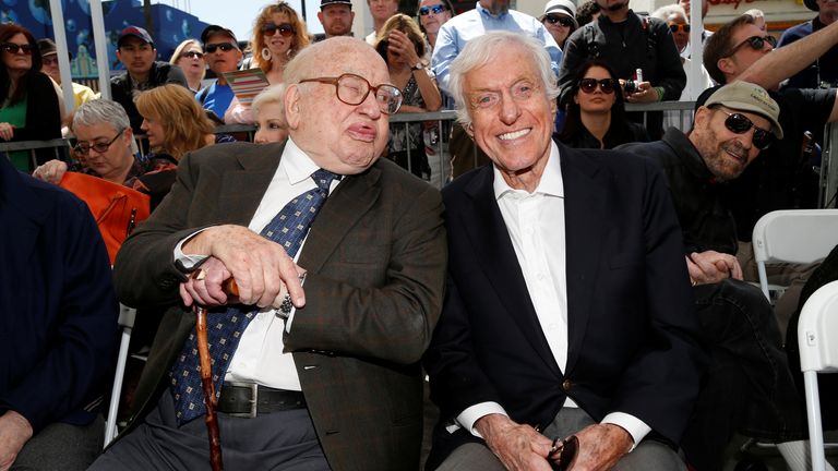 Asner with Dick Van Dyke at a Hollywood event in 2016