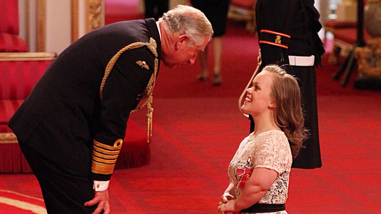 Ellie Simmonds was awarded an OBE from Prince Charles