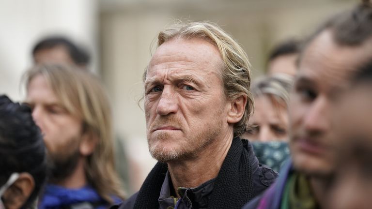 Actor Jerome Flynn has praised the group and was seen at the protest on Sunday