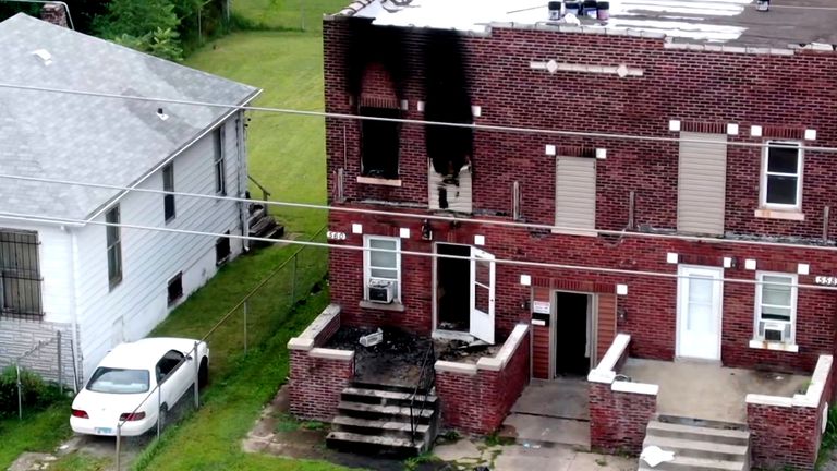 Five children have died in the apartment fire in East St. Louis, Illinois. Pic: AP