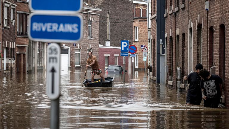 July 2021:  Flooding in Angleur, Province of Liege, Belgium Pic: AP