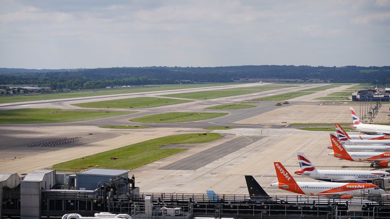 A view of the Northern Runway, after a press conference at the South Terminal of Gatwick Airport, West Sussex, to discuss plans to use the airport&#39;s emergency runway for routine flights. Picture date: Wednesday August 25, 2021.
