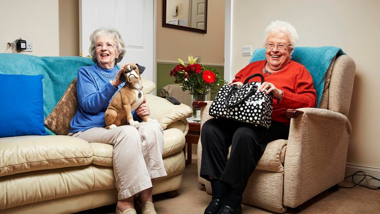 Gogglebox star Mary Cook (left), who appeared on the show with her friend Marina Wingrove, has died aged 92. Pic: Channel 4