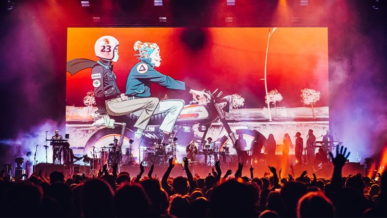 Gorillaz performing at the O2 Arena in London. Pic: Luke Dyson