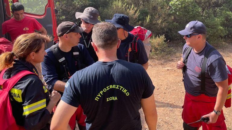 UK firefighters are helping battle fires in the Peloponnese, Greece