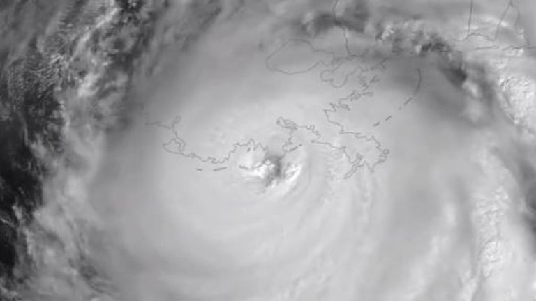 A satellite image of Ida making landfall. Pic: @NOAASatellites