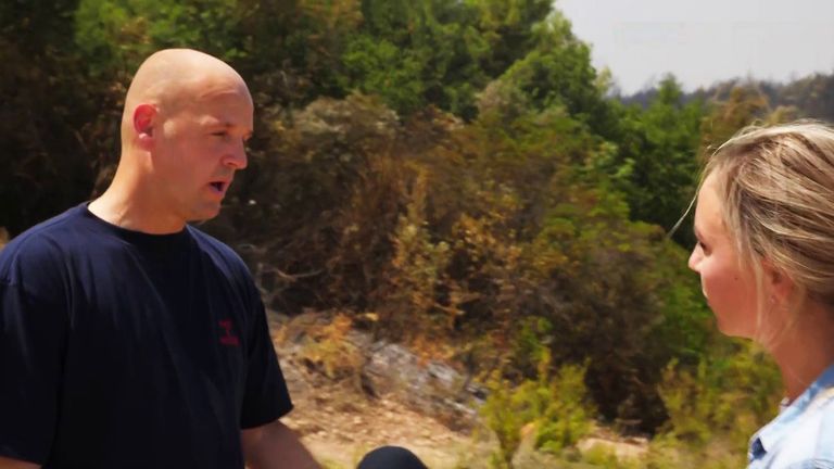Incident Commander Ian Irving leading UK fire fighters in Arcadia, Greece