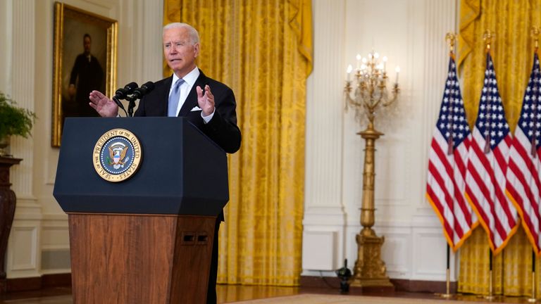 President Joe Biden gives an address on Afghanistan