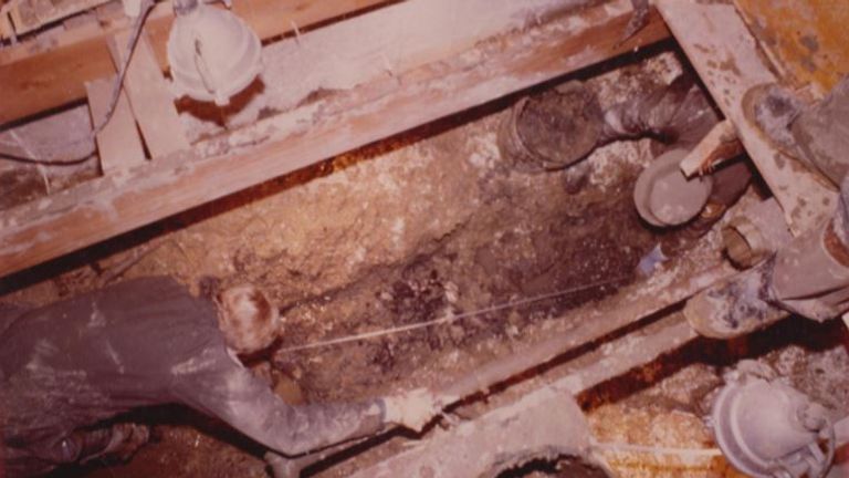 The crawlspace inside John Wayne Gacy&#39;s home. Pic: Cineflix