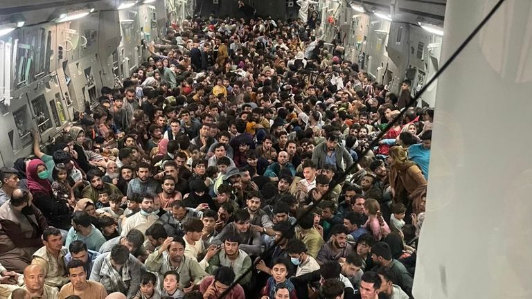 It is believed more than 600 people were crammed onto the aircraft Pic: Defense One