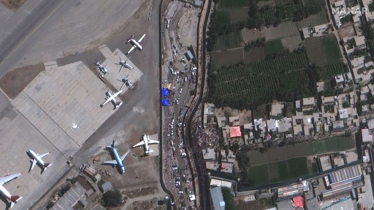Overview of crowds at abbey gate_hamid karzai airport_kabul. Pic: MAXAR