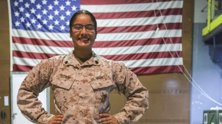 Sgt. Johanny Rosario, 25, poses for a picture, in this picture obtained from social media by Reuters on August 28, 2021. Naval Amphibious Force, Task Force 51/5th Marine Expeditionary Brigade via Facebook/via REUTERS