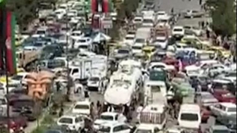 Traffic in Kabul amid chaos of Taliban takeover