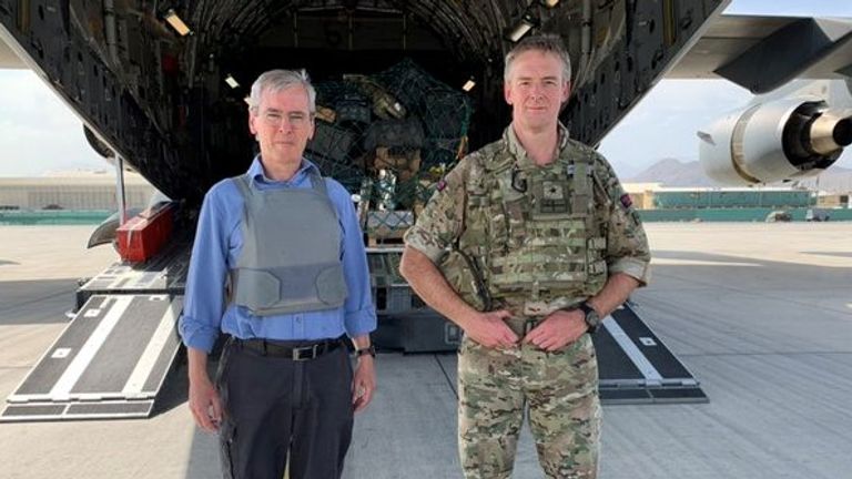 Laurie Bristow with Brigadier Dan Blanchford - &#39;the Mastermind of Operation Pitting&#39; - before they took the final flight out of Kabul