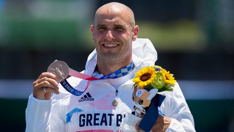 Team GB&#39;s Liam Heath with his bronze medal in Tokyo