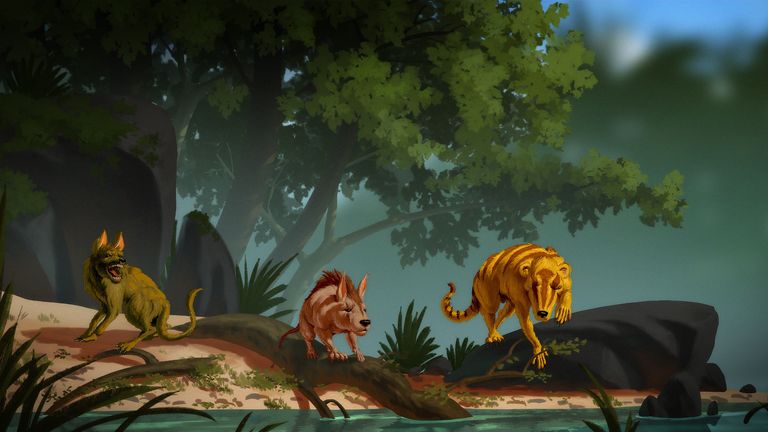 An artist&#39;s impression of the mammals, which are believed to have existed immediately after the extinction of dinosaurs in North America