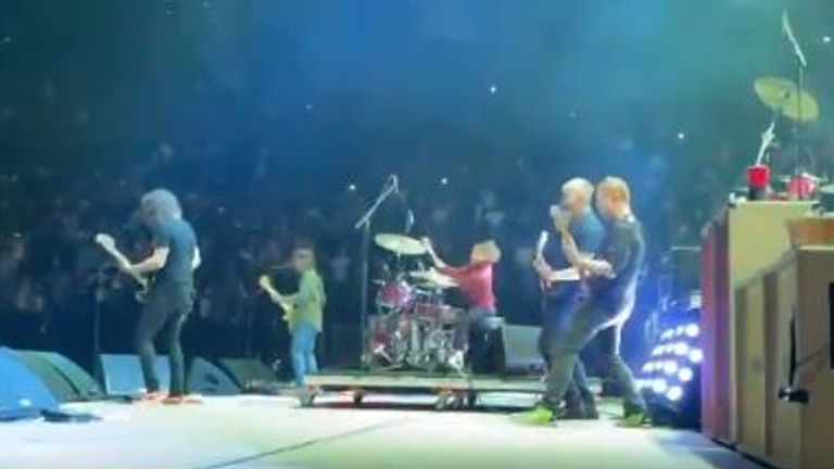 Ipswich drummer Nandi Bushell performs live with Foo Fighters in California. Pic: Twitter/@nandi_bushell 