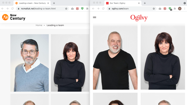 New Century&#39;s claimed leadership team (L) and Ogilvy Group&#39;s (R)