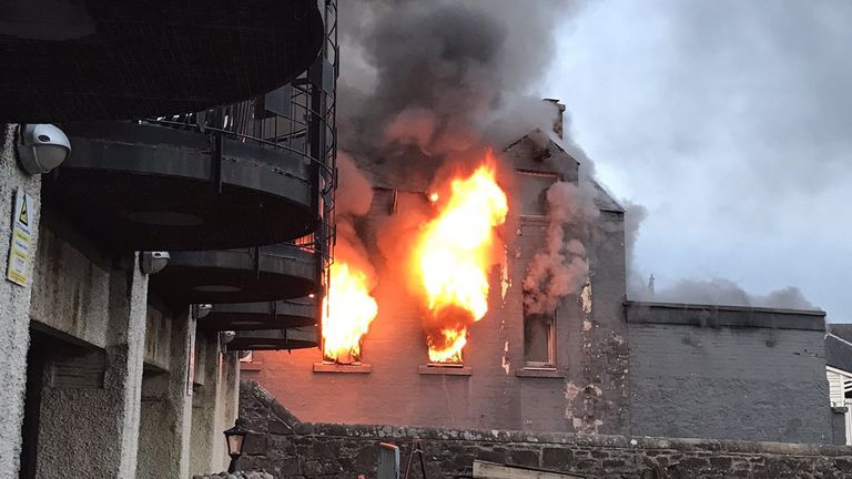 Flames ripped through the restaurant in Stirling, Scotland, on Saturday night