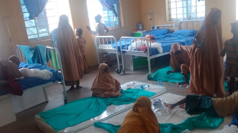 Some freed students of Salihu Tanko Islamic School receiving treatment at a healthcare centre in Bosso, Nigeria. Pic: AP