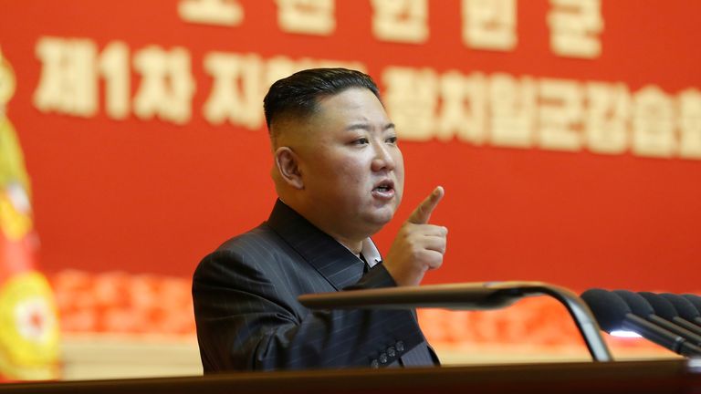 North Korea&#39;s leader Kim Jong Un at a gathering of army top brass in Pyongyang in July