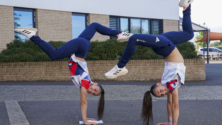Olympic medal-winning twins Jessica (left) and Jennifer Gadirova celebrate their GCSE results 