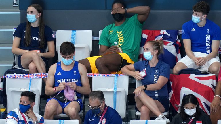 Tokyo Olympics: Tom Daley spotted knitting in the stands during women's  springboard final | World News | Sky News